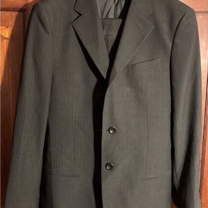 Italian Armani Collezioni  charcoal wool suit Neiman Marcus fine gray pinstripe